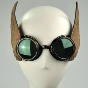 Winged Goggles Silver Steampunk Fancy Dress Up Adult Costume Accessory NEW